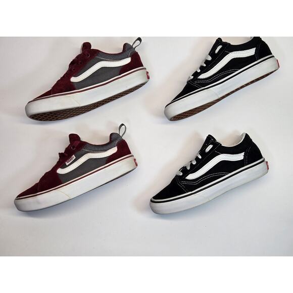 2 Pair Lot Vans Old Skool Low Top Unisex Skateboard Shoes Sz. 2Y & 1.5Y | Bundle - Picture 2 of 8
